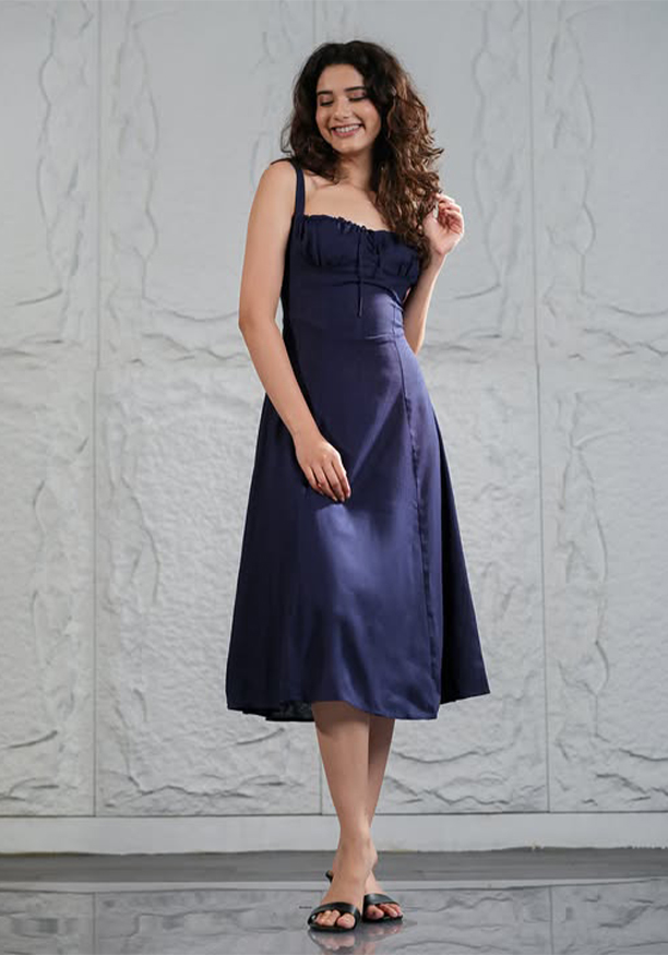 LILAC BUSTIER MIDI DRESS